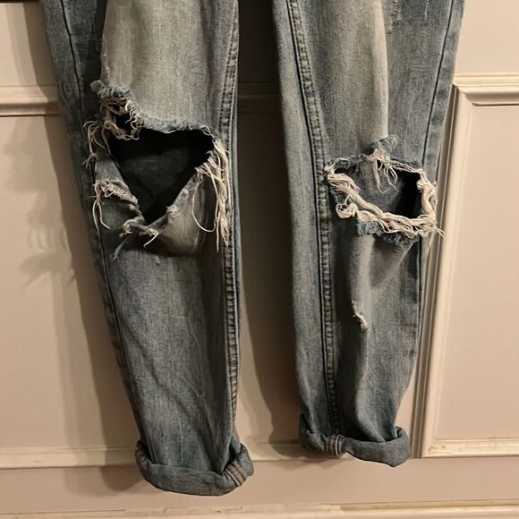 Zara Women’s S denim ripped leg rolled leg qoveralls - Picture 6 of 15